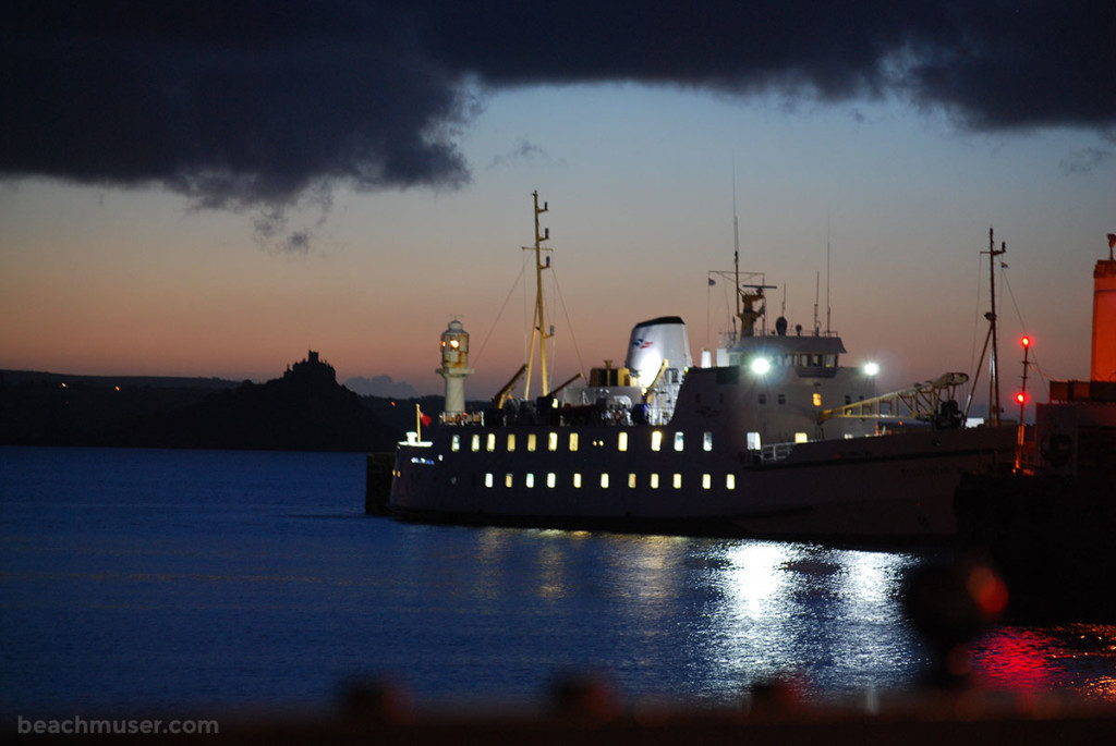 Newlyn Harbour Sunrise St Michaels Mount silhouette