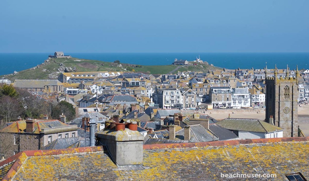 St Ives Roof Tops out to the Island